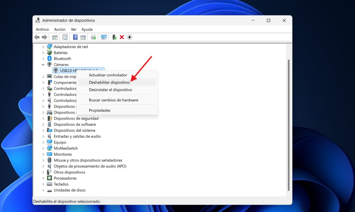 Desactivar la cámara por completo
