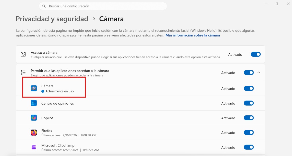 Detectar si tu webcam está siendo accedida, configuración