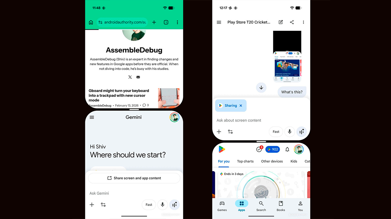 Pantalla dividida en Gemini