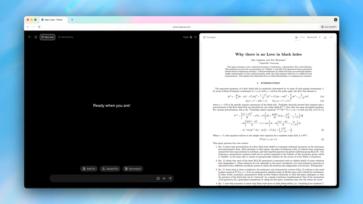 Prism ChatGPT IA científica
