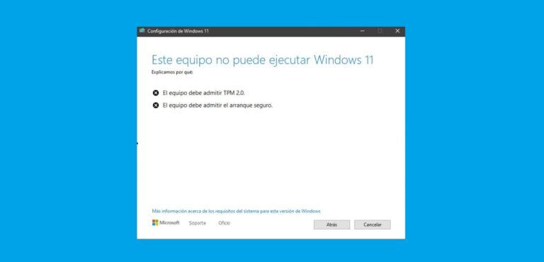 Este PC debe admitir TPM 2.0