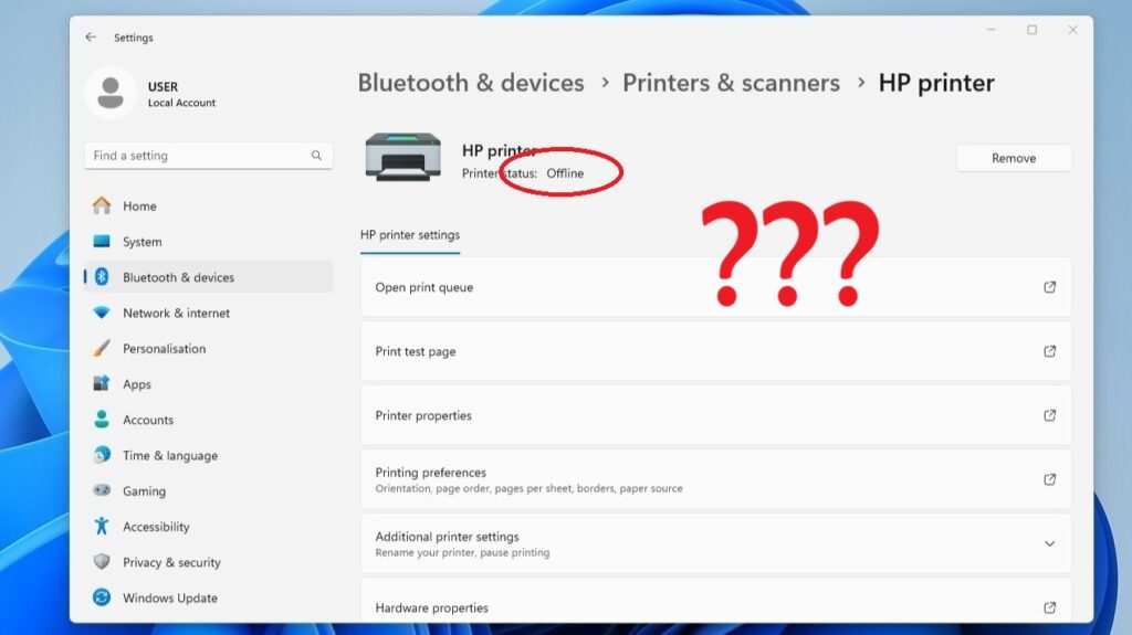 impresora sin conexión