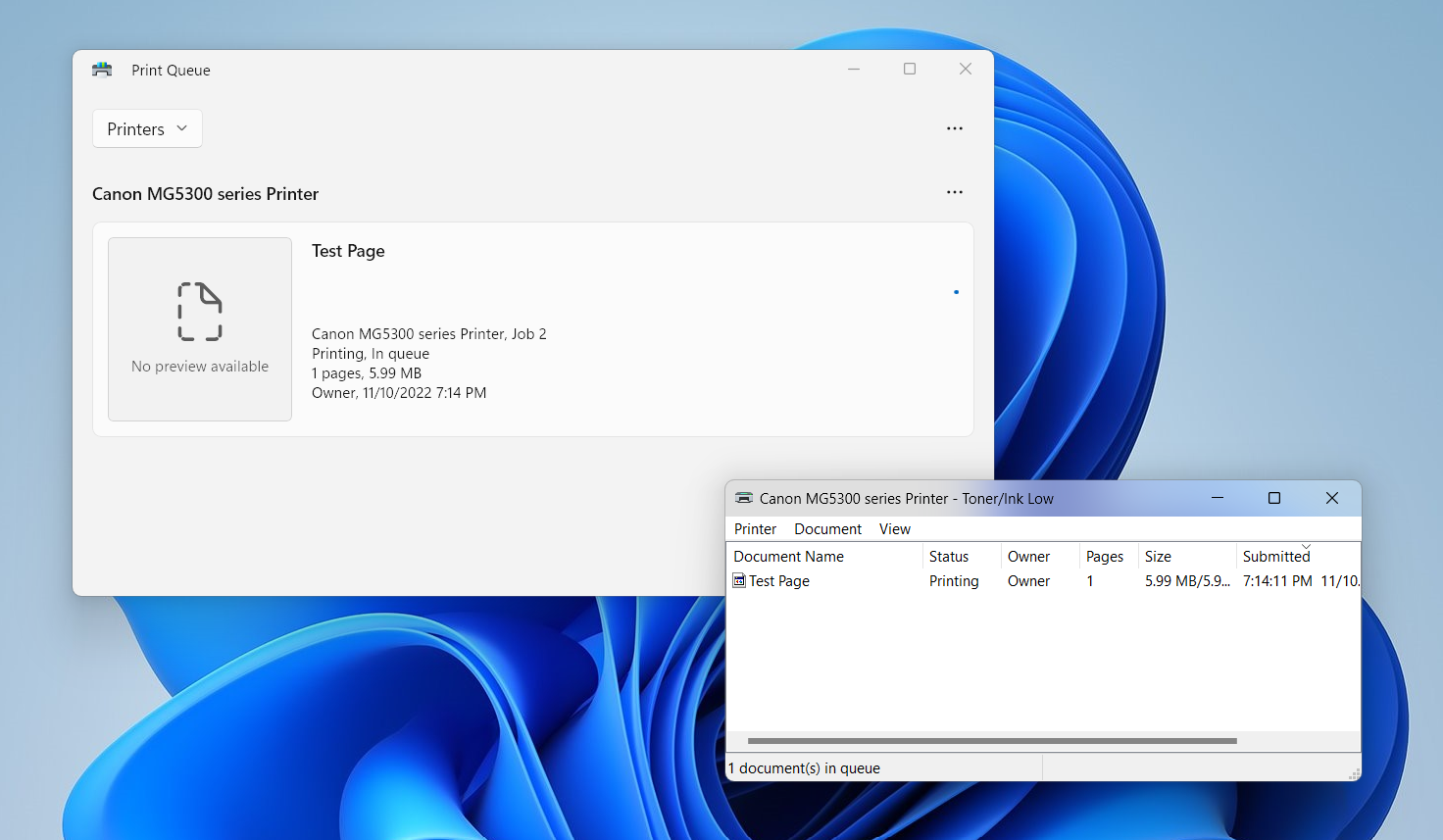 cola de impresión bloqueada