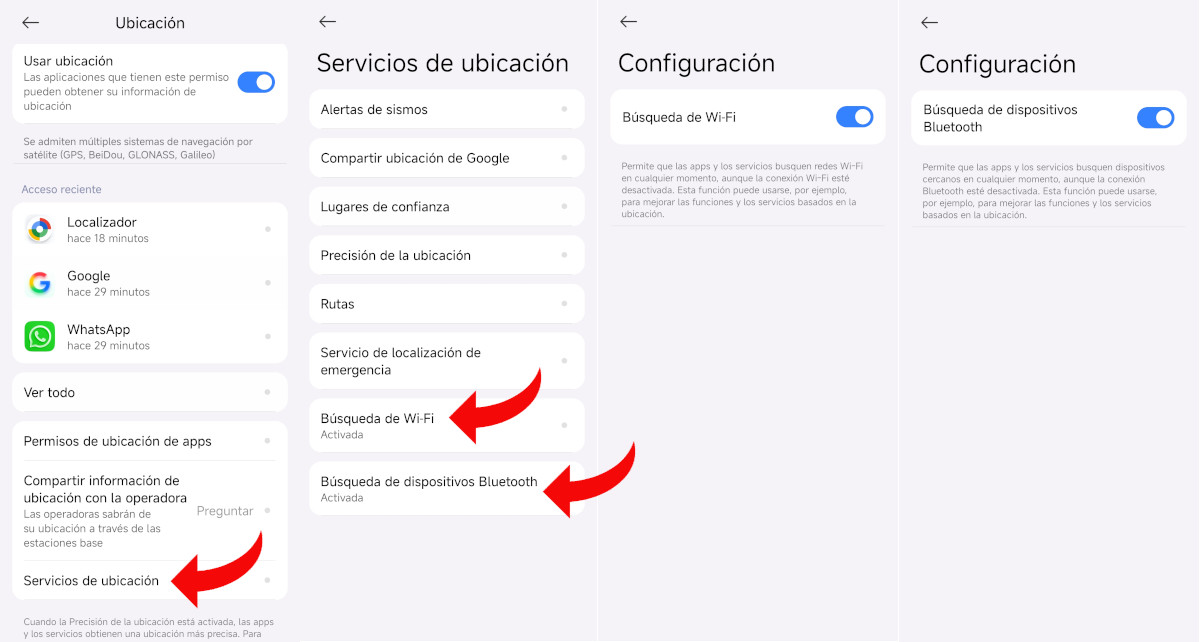 Activar búsqueda por Wifi y Bluetooth en Android