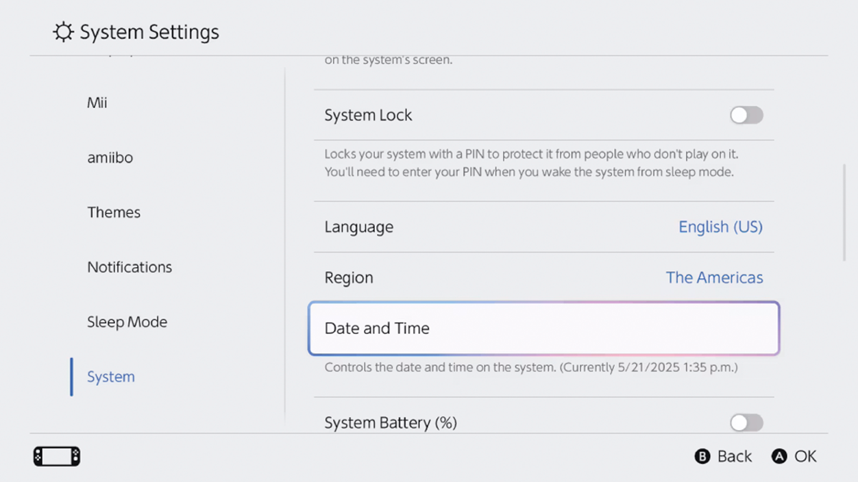 Cambiar la hora en Switch 2
