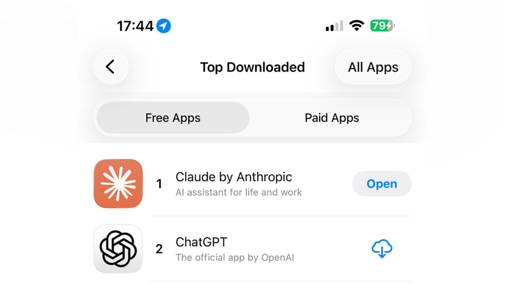 Claude es la app más descargada en iOS
