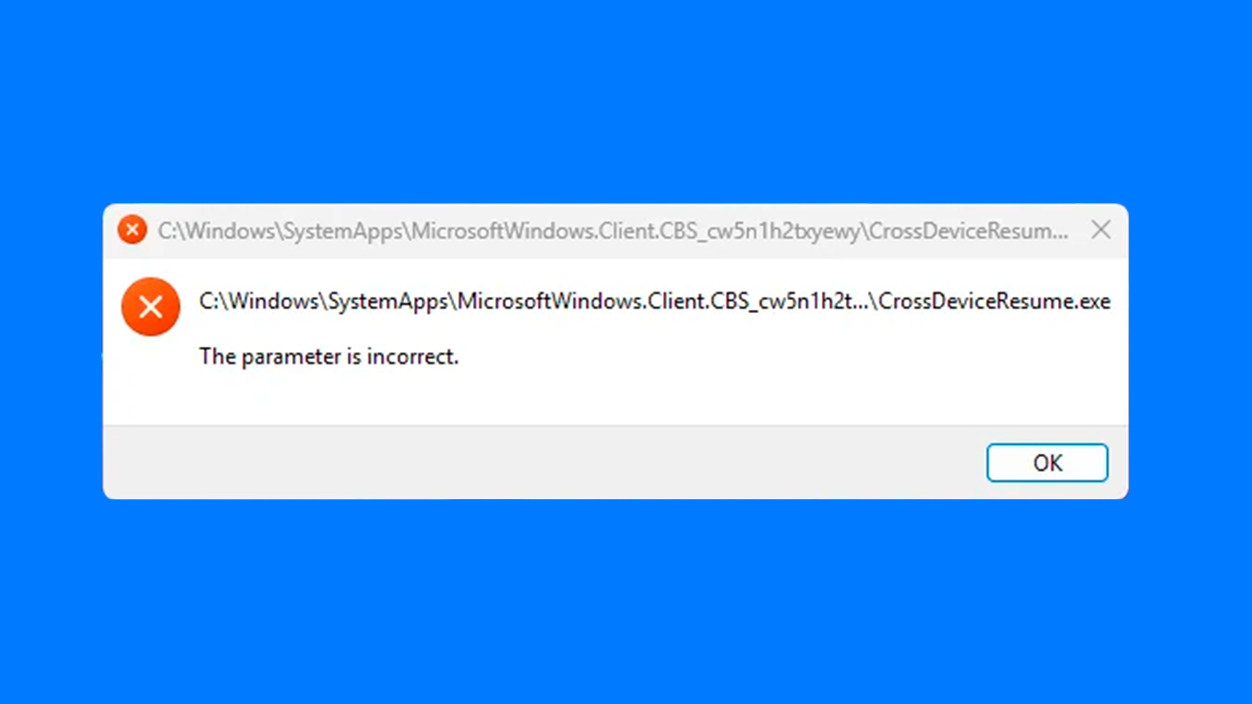 CrossDeviceResume.exe error