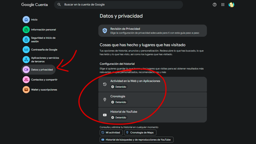 Ver y gestionar los datos guardados en tu cuenta de Google