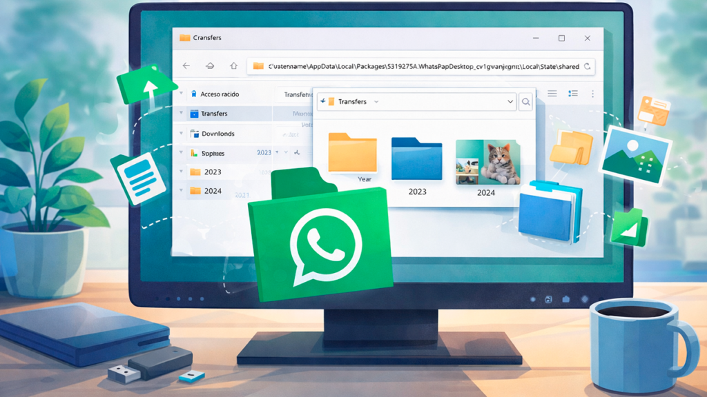 Dónde guarda archivos WhatsApp Desktop en Windows