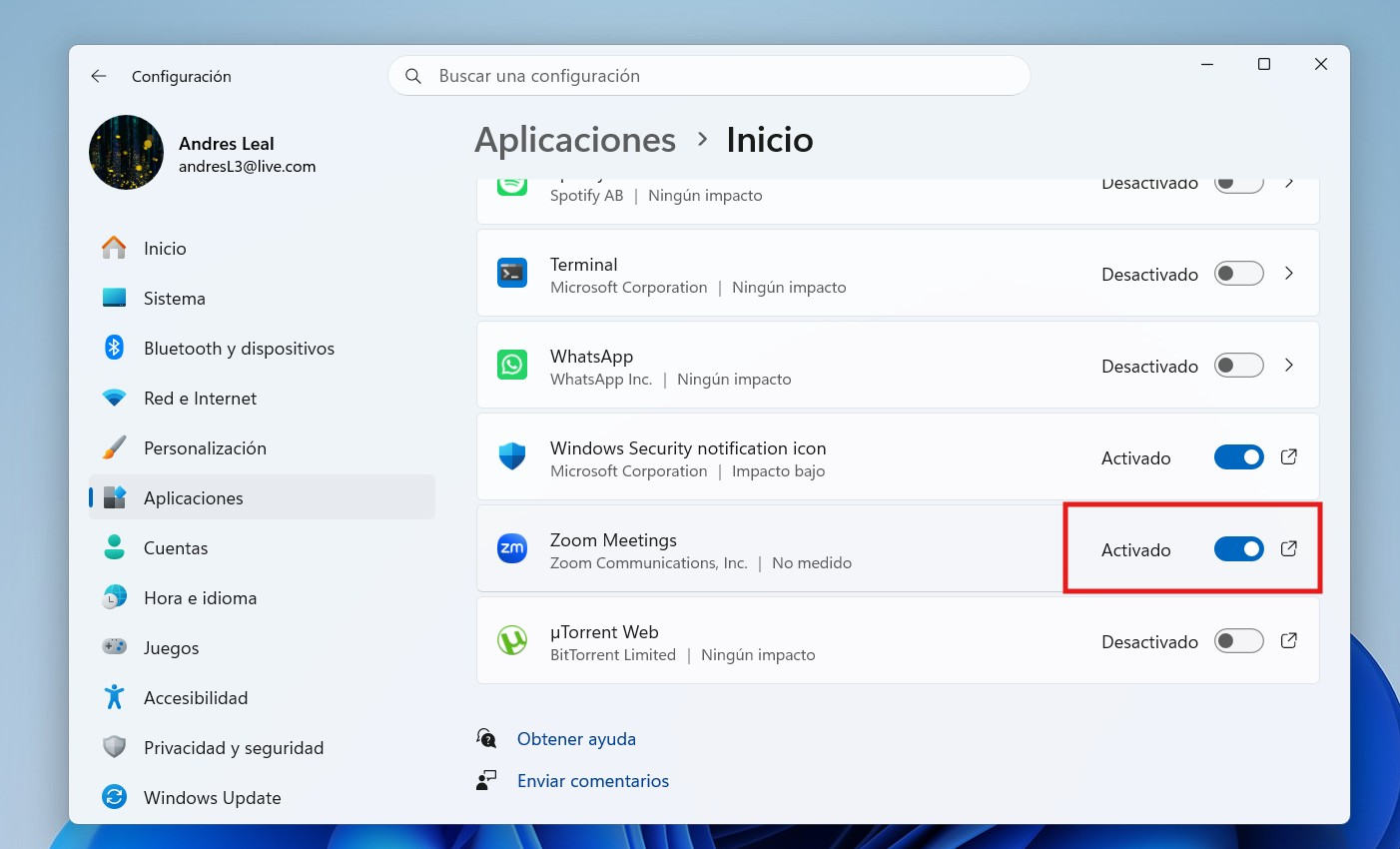Impedir que Zoom se ejecute en segundo plano en Windows desde Configuración