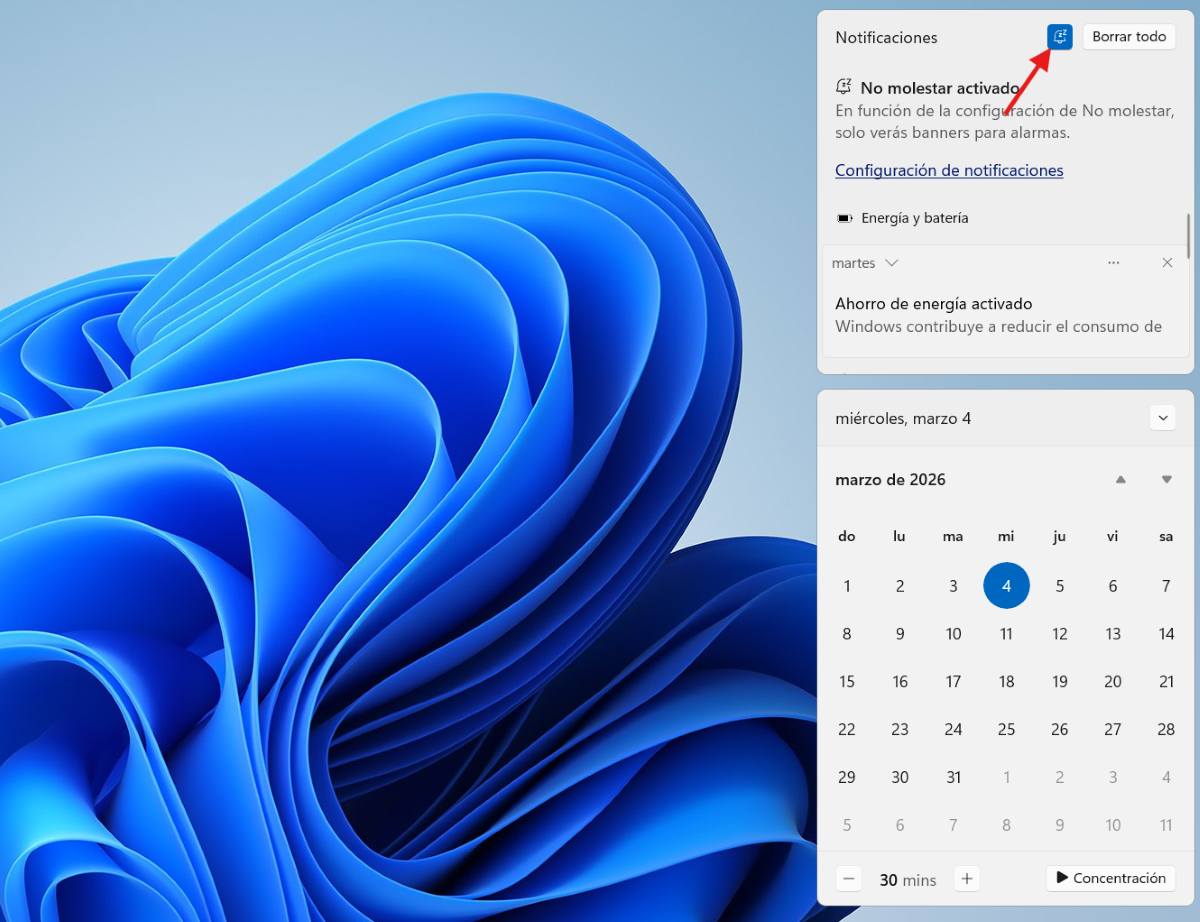 No molestar activado