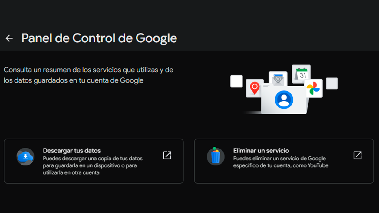 Panel de control de Google