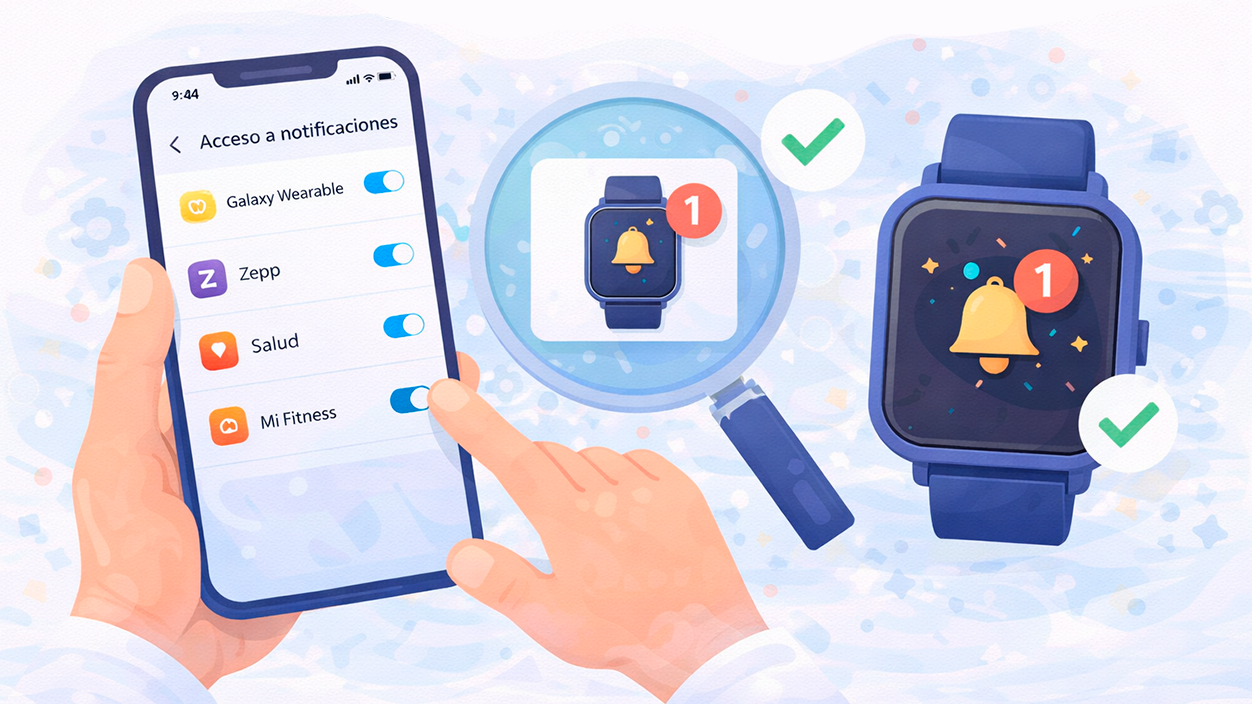 Permisos de acceso a notificaciones en la app del smartwatch