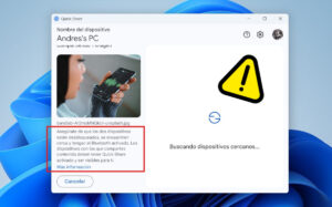 Quick Share no encuentra tu móvil
