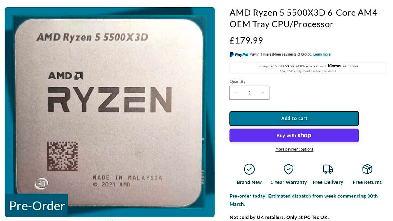 Ryzen 5 5500X3D precio