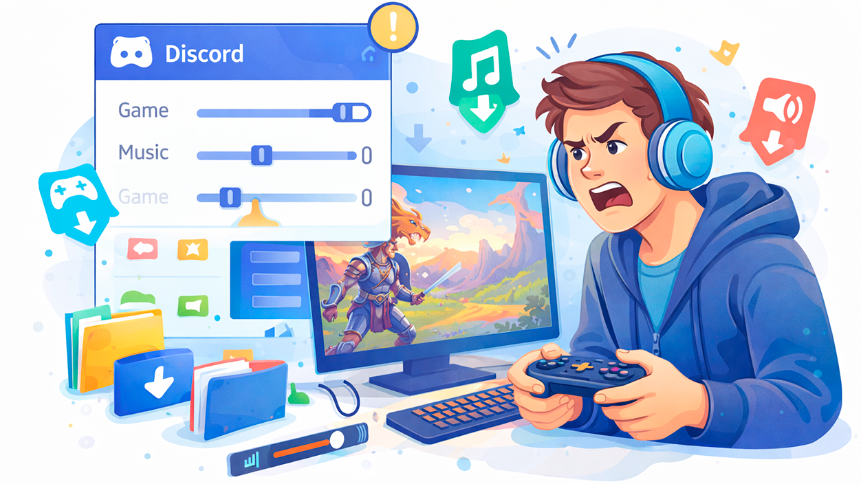 al abrir Discord baja el volumen del juego