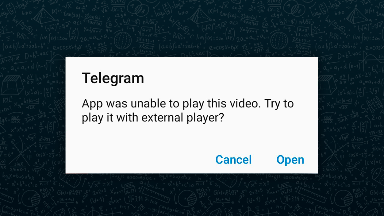app was unable to play this video, try to play it with external player Telegram