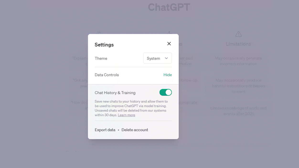desactivar historial chatgpt