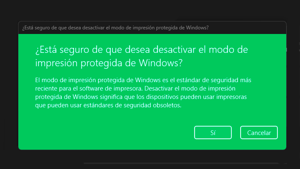 desactivar modo de impresión protegida en Windows 11