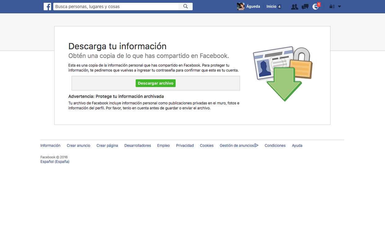 Descargar datos de tu cuenta de Facebook