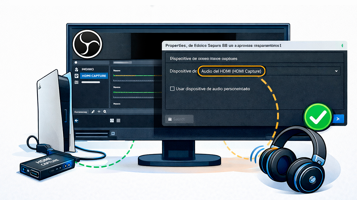 sacar audio de una capturadora HDMI o consola a través de OBS