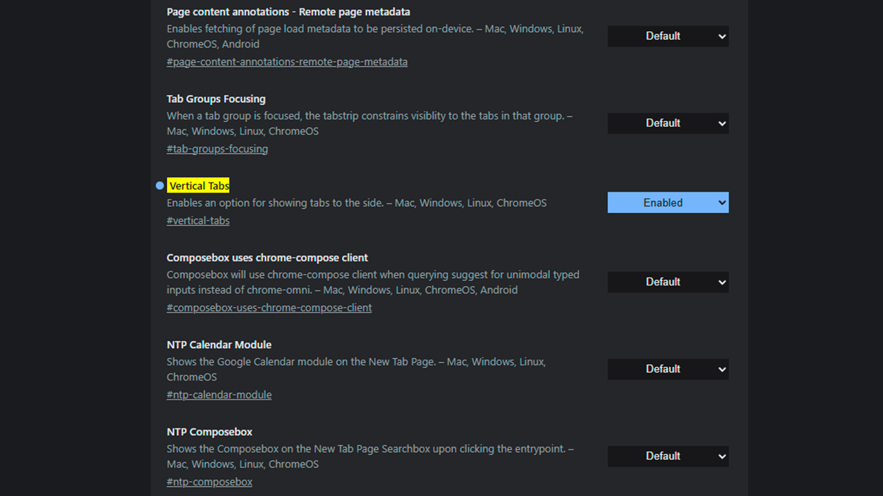 Activar pestañas verticales en Chrome