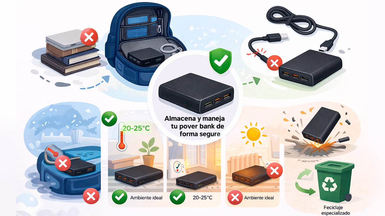 Buenas prácticas de almacenamiento y manejo seguro de una powerbank