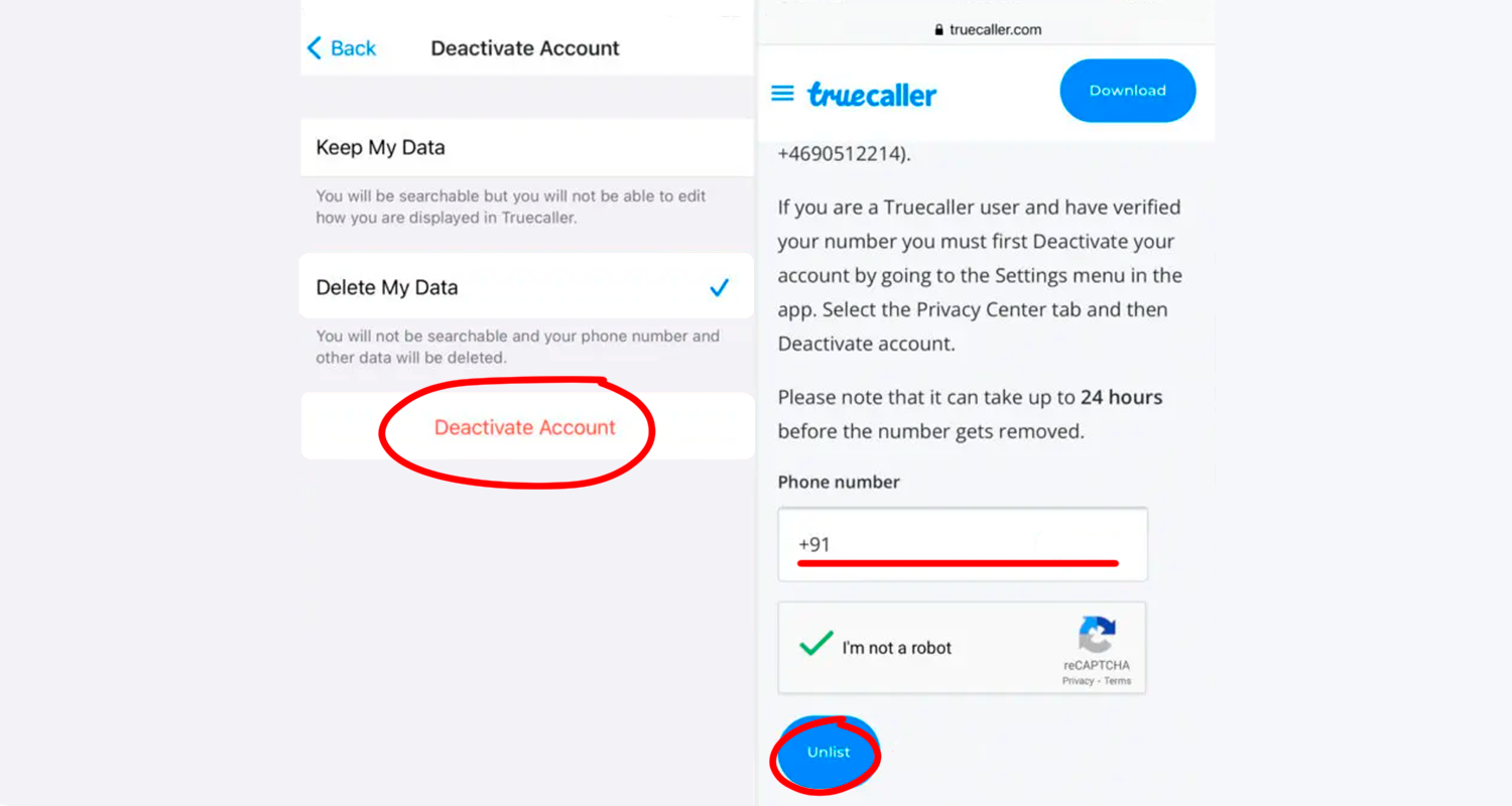 Cómo eliminar tu número de la base de datos de Truecaller