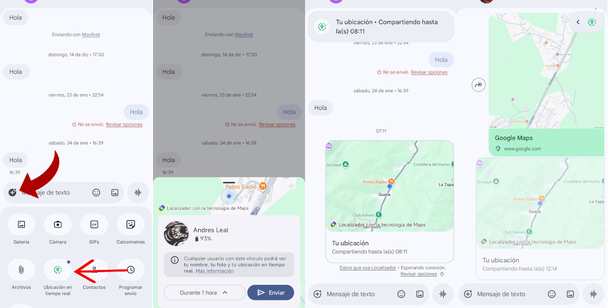 Compartir ubicación en tiempo real dentro de Google Messages sin salir a Maps