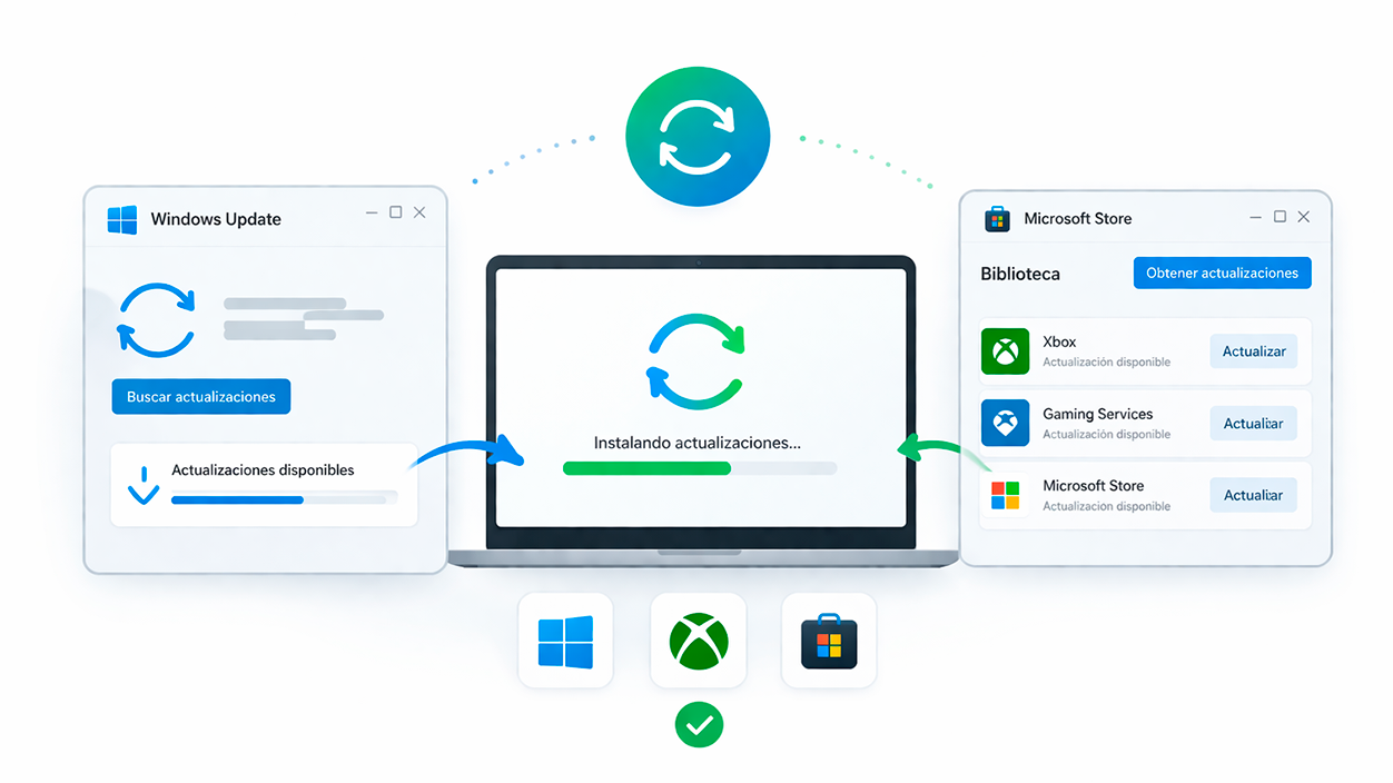 Comprobar actualizaciones de Windows, Xbox y Microsoft Store