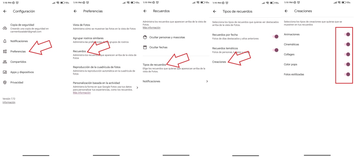 Desactivar las Creaciones automáticas