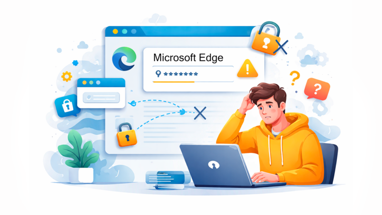 Edge tidak mengisi kata sandi.