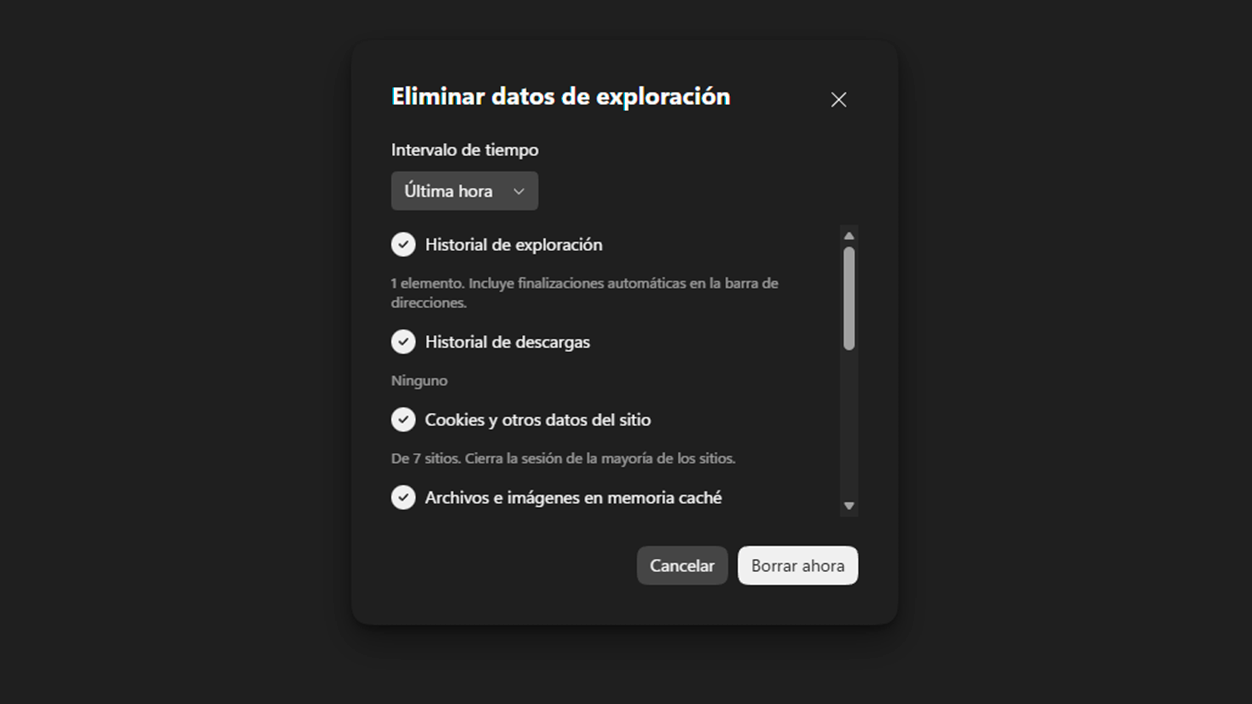 Eliminar datos de exploración en Edge