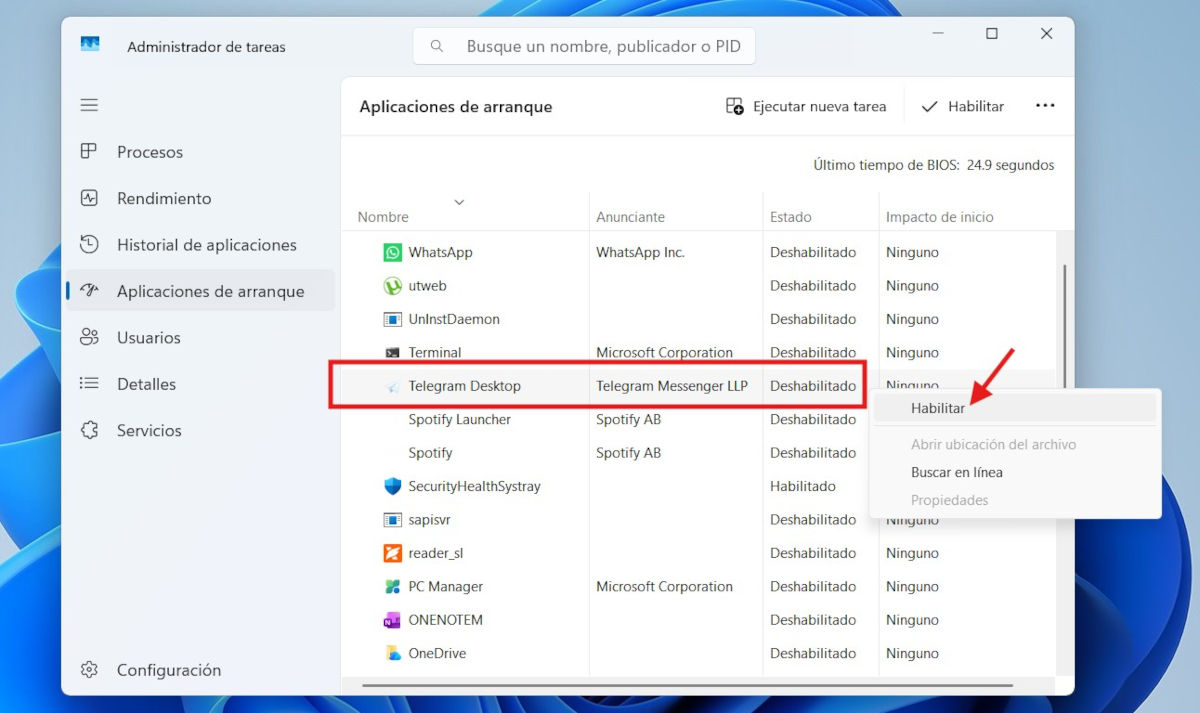 Hacer que Telegram Desktop arranque con el sistema