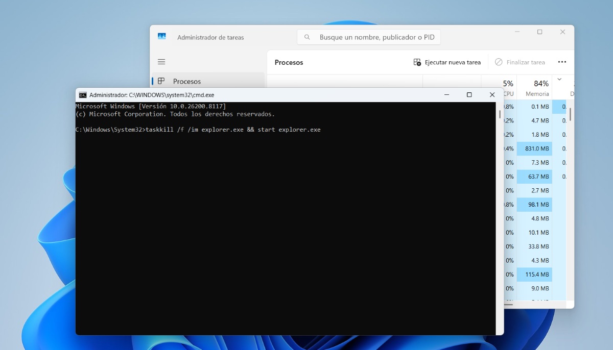 La barra de tareas desaparece hacer un reinicio manual