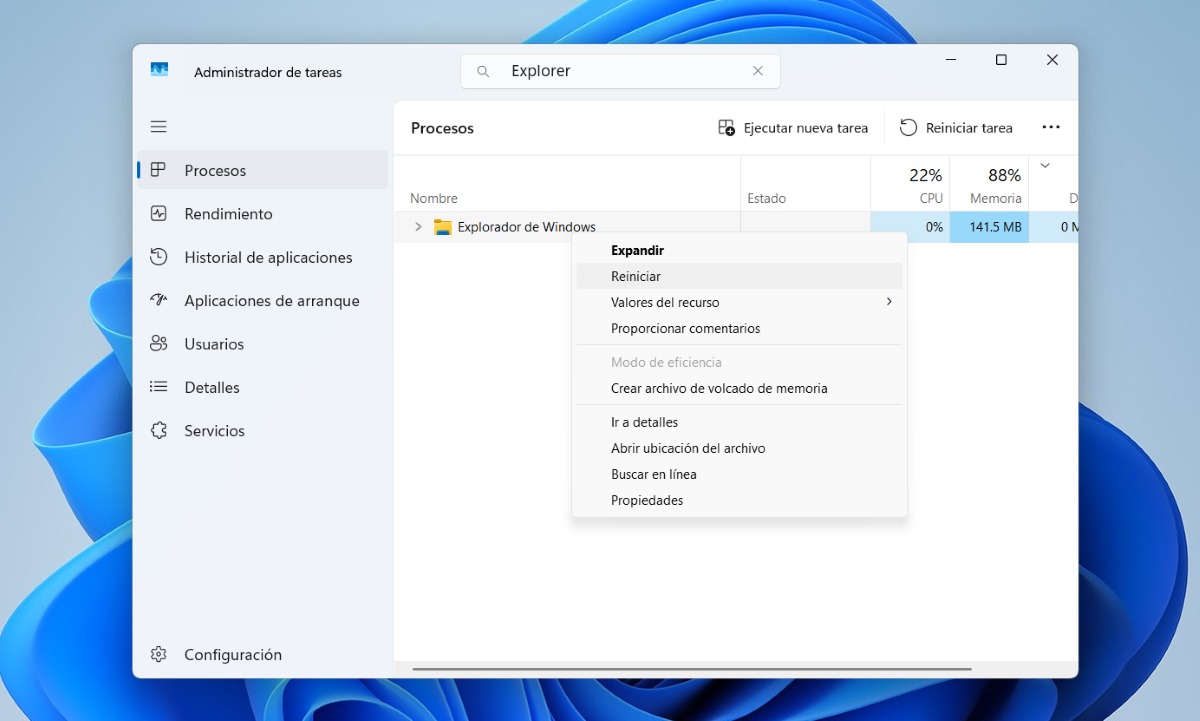 Por qué no se reinicia bien Explorer.exe