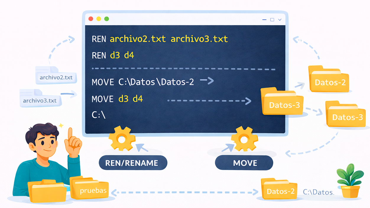 Renombrar carpetas y archivos desde la consola (REN y MOVE)