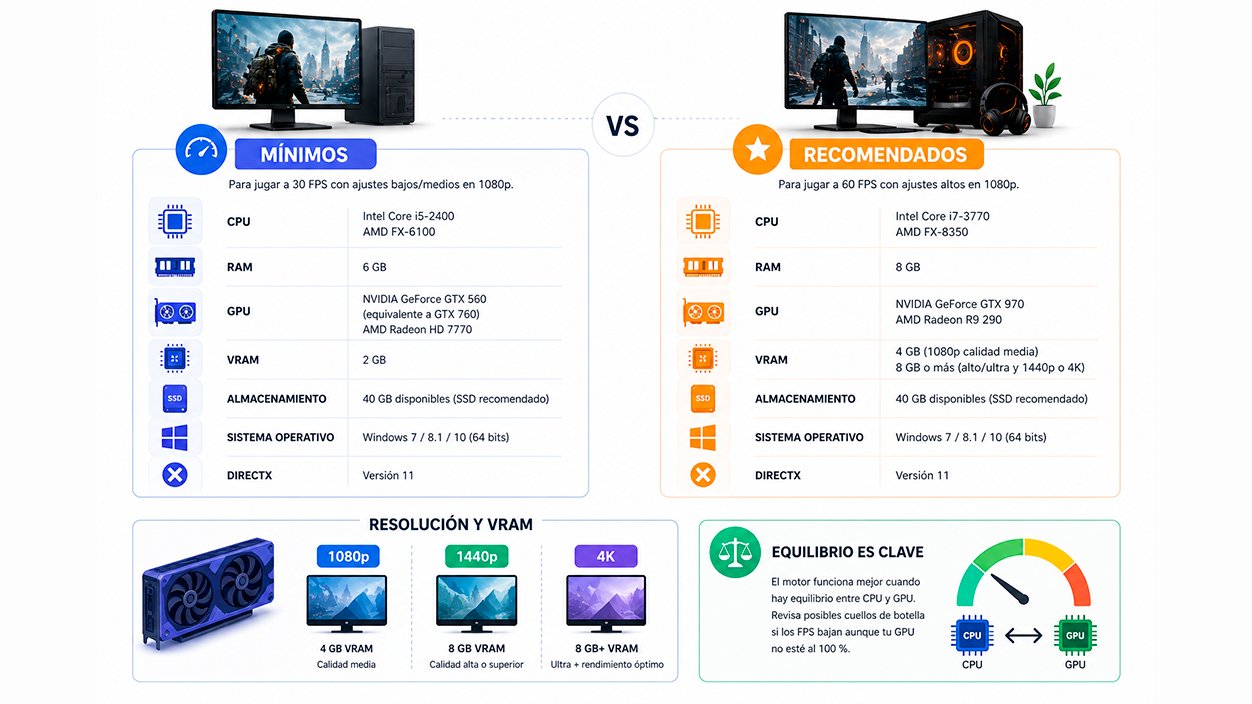 Requisitos míninmos y recomendados para The Division Resurgence