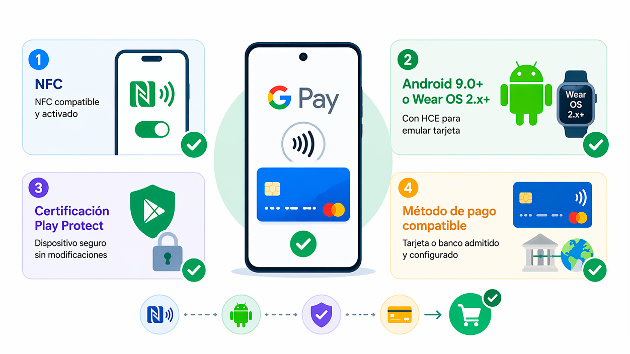 Requisitos para pagar con Google Pay y NFC
