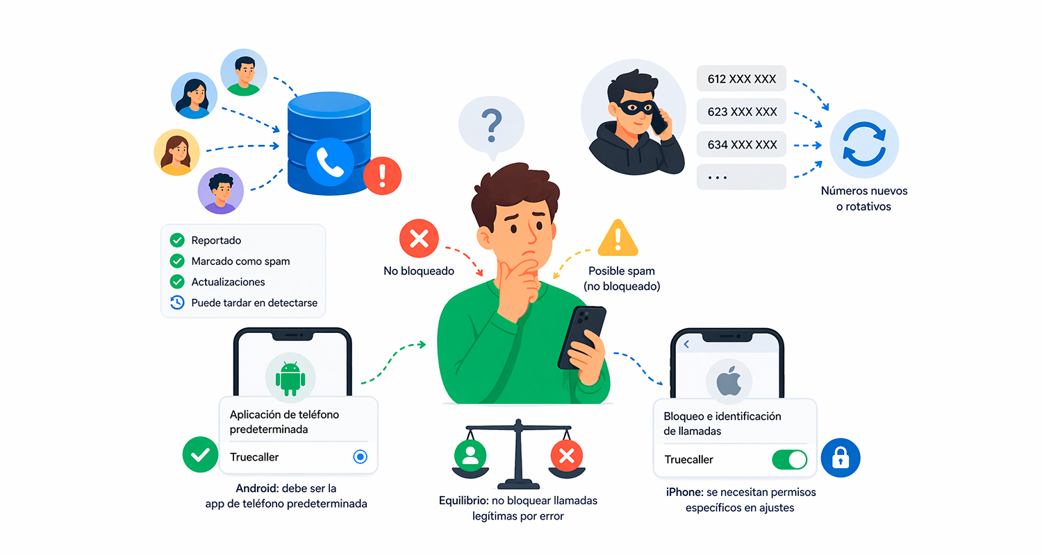 Truecaller no bloquea llamadas spam