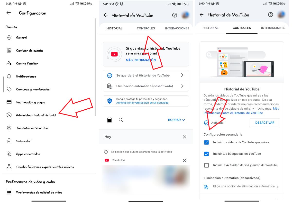 YouTube no guarda el punto donde dejaste un vídeo, Historial de reproducciones