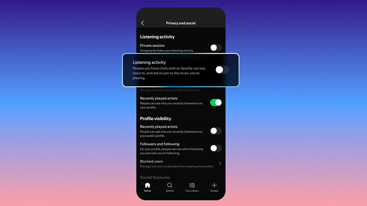 activar la actividad de amigos en Spotify
