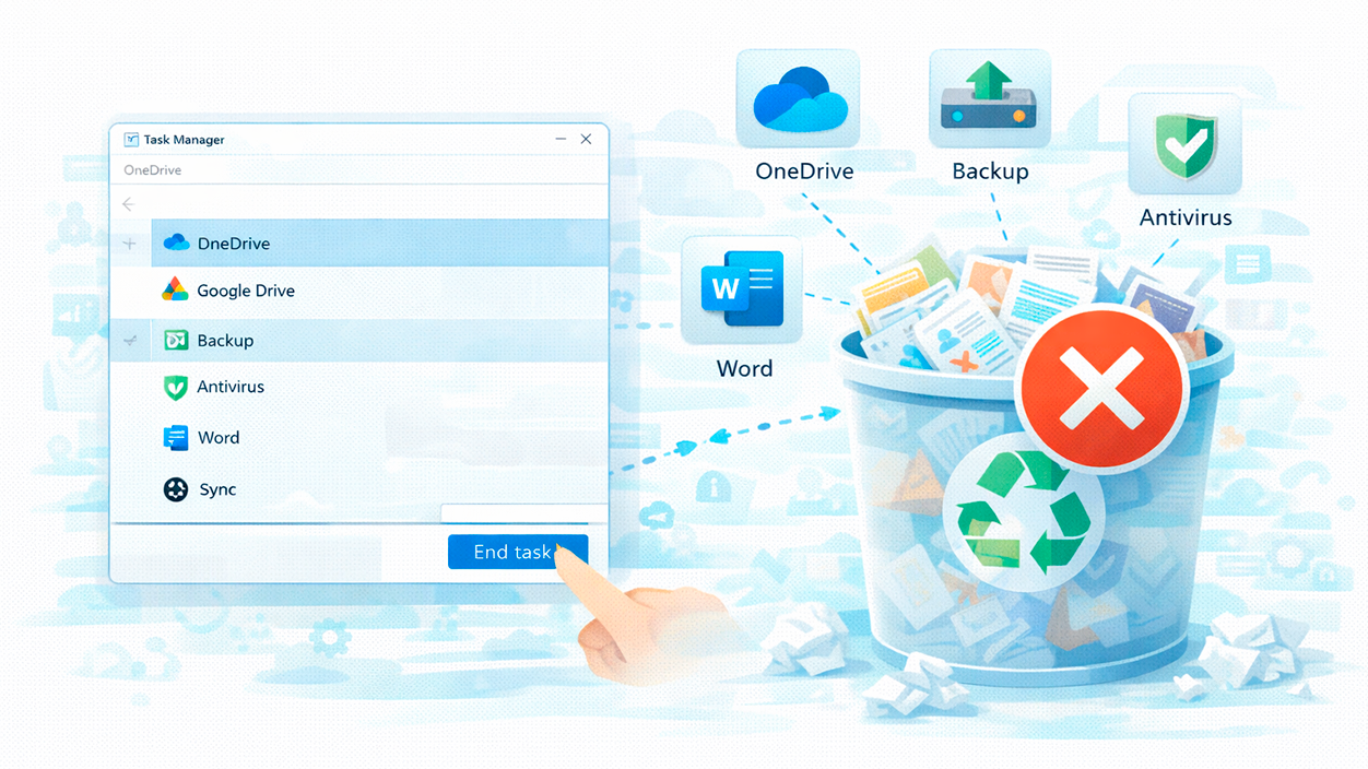 aplicaciones que puedan bloquear la Papelera