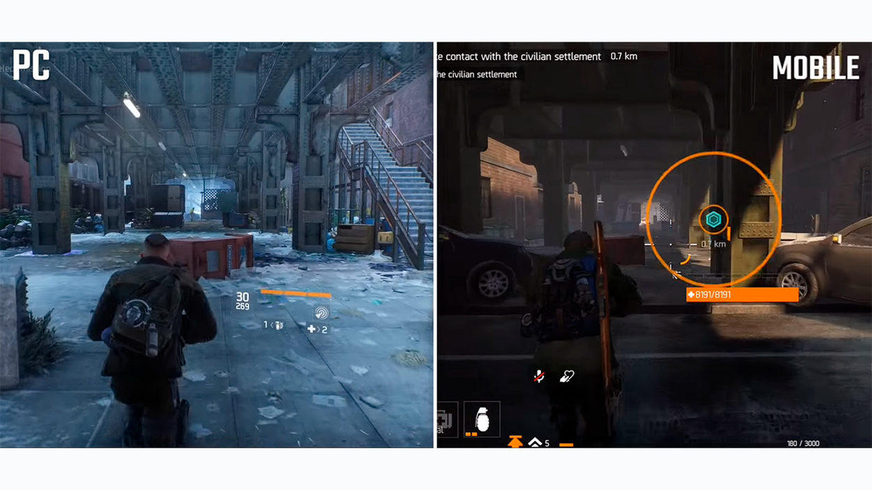 comparativa the division resurgence pc movil