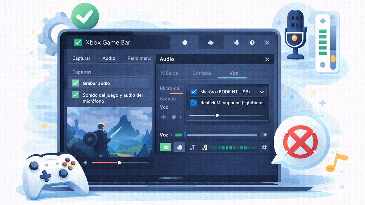 configuración de audio dentro de Xbox Game Bar