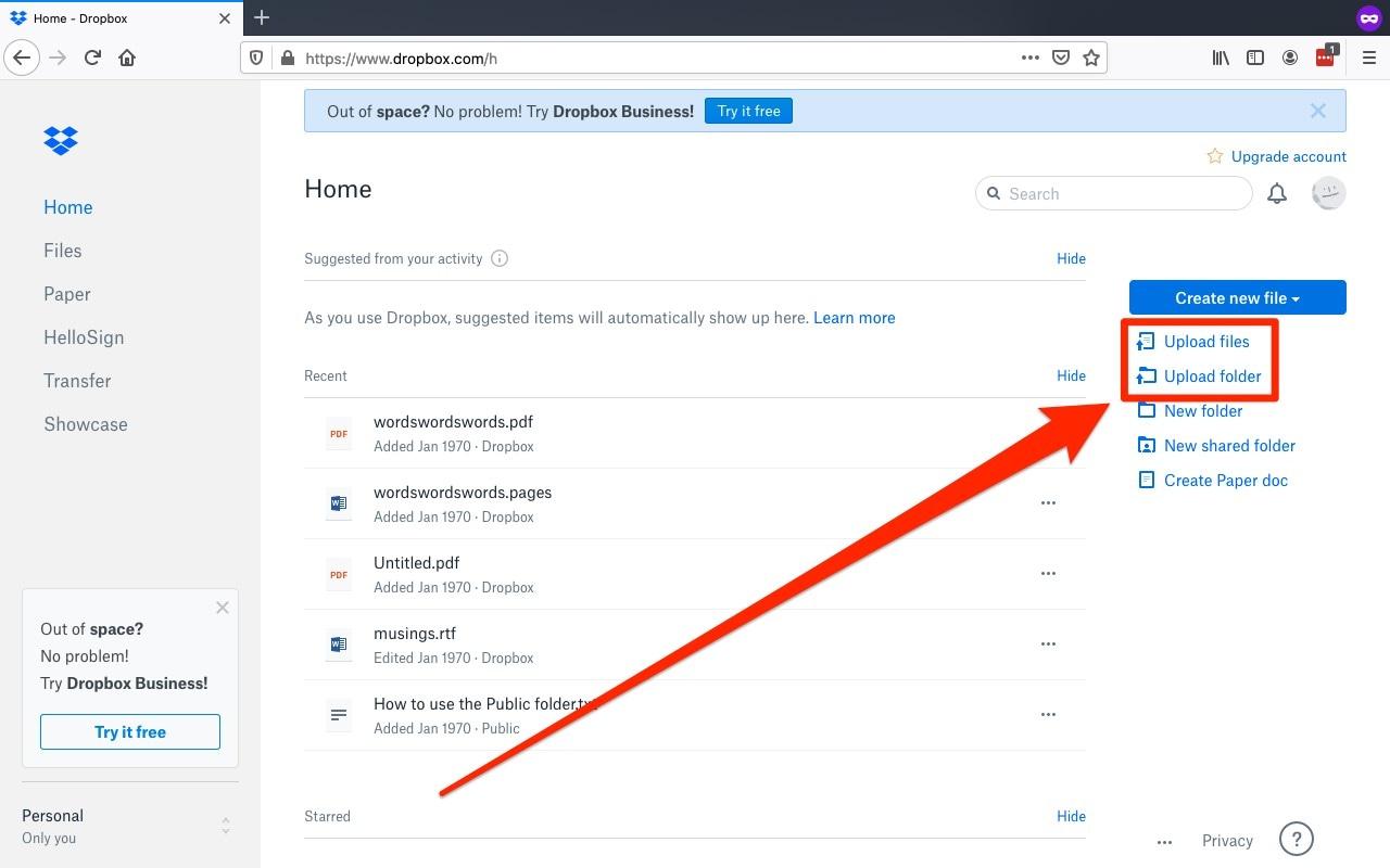 Problema Dropbox no sube archivos