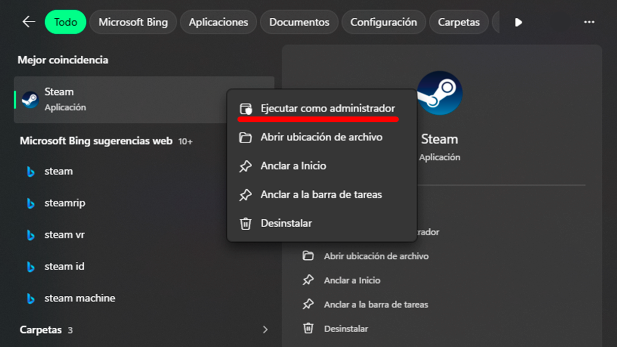 ejecutar steam como administrador