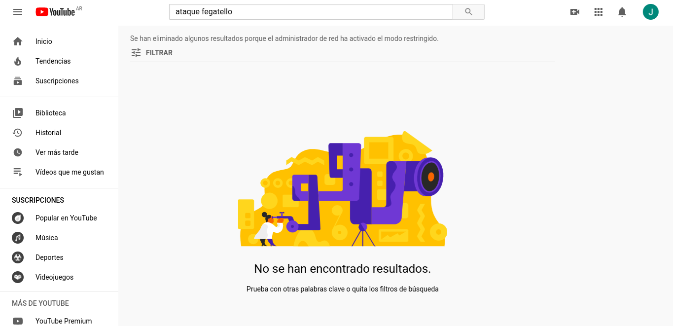 Problemas con los filtros de búsqueda de YouTube