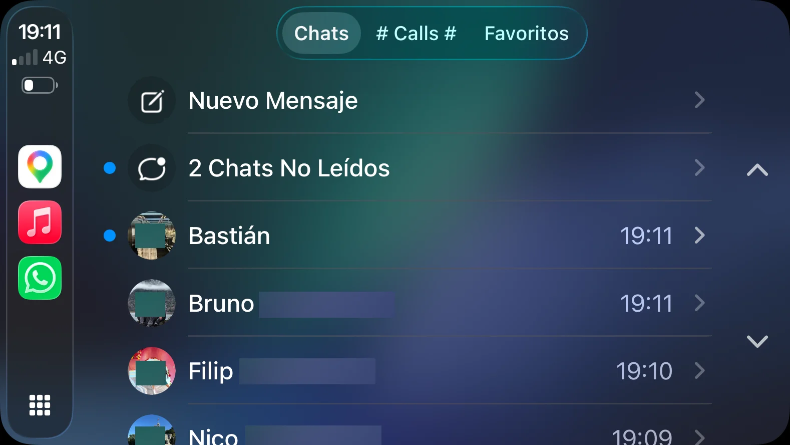 nueva interfaz de WhatsApp en CarPlay
