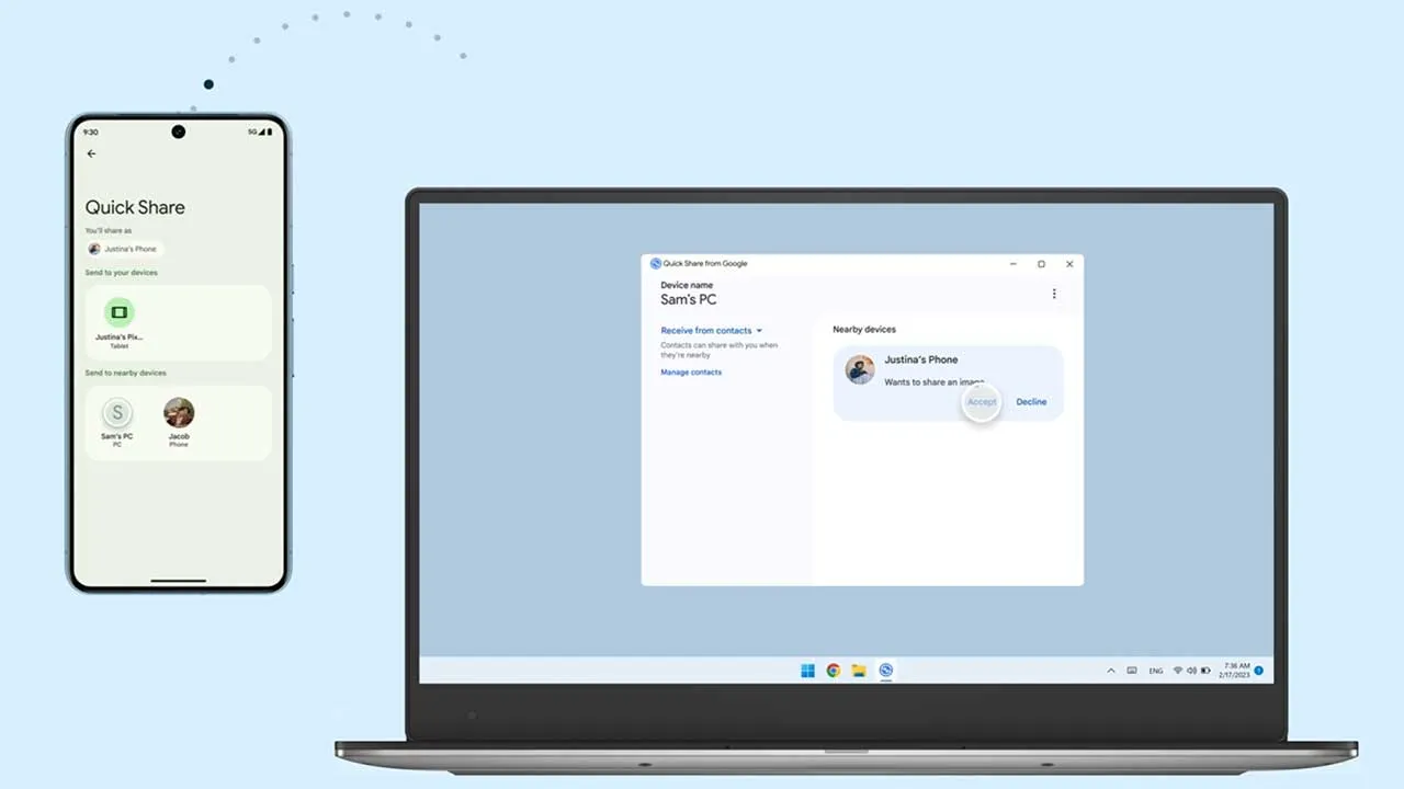 Quick Share no encuentra tu PC